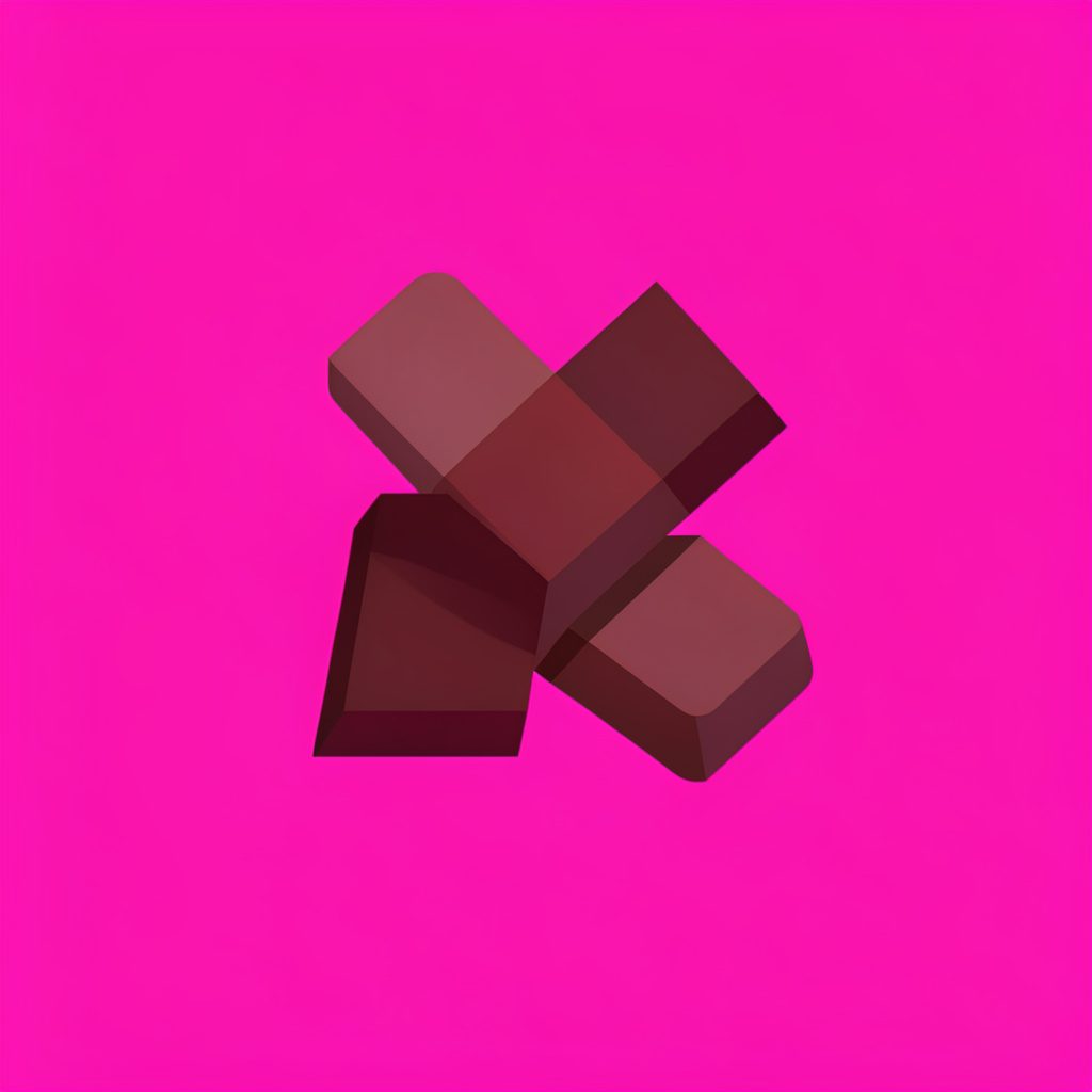Illustration vectorielle plate d'une carte cadeau chocolat enveloppée dans un papier rose pastel avec un nœud, ambiance douce et gourmande